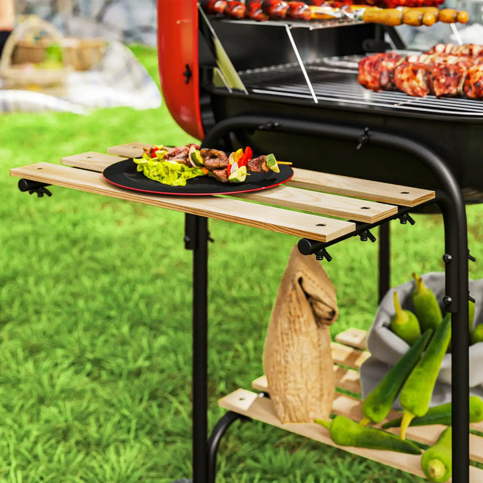 Charcoal Portable BBQ Grill with 1840 cm² Cooking Area in Red - Little and Giant Explorers Outsunny