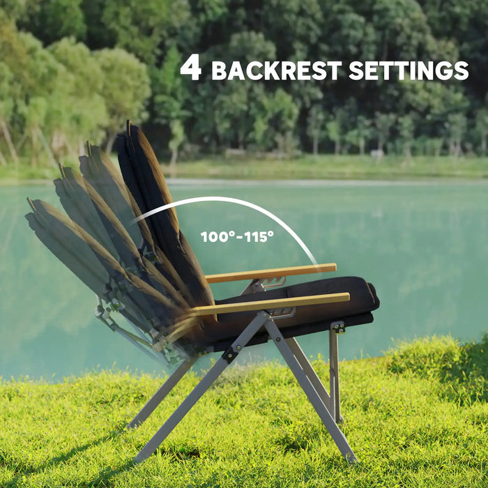 Portable Camping Chair with Padded Seat and Carry Bag in Black - Little and Giant Explorers Outsunny