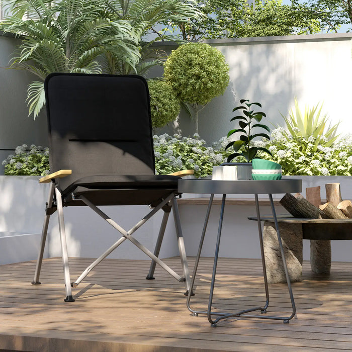 Portable Camping Chair with Padded Seat and Carry Bag in Black - Little and Giant Explorers Outsunny