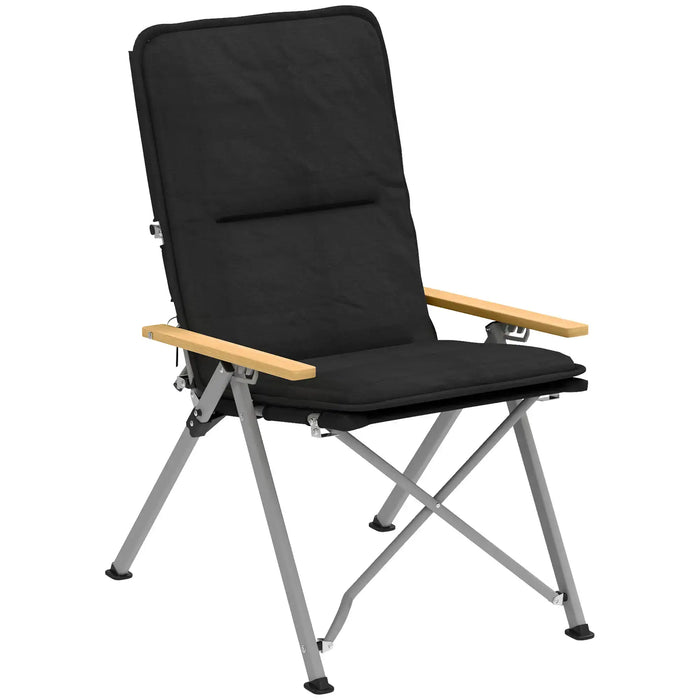 Portable Camping Chair with Padded Seat and Carry Bag in Black - Little and Giant Explorers Outsunny