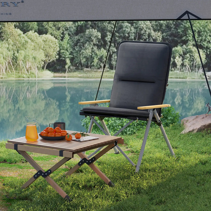 Portable Camping Chair with Padded Seat and Carry Bag in Black - Little and Giant Explorers Outsunny