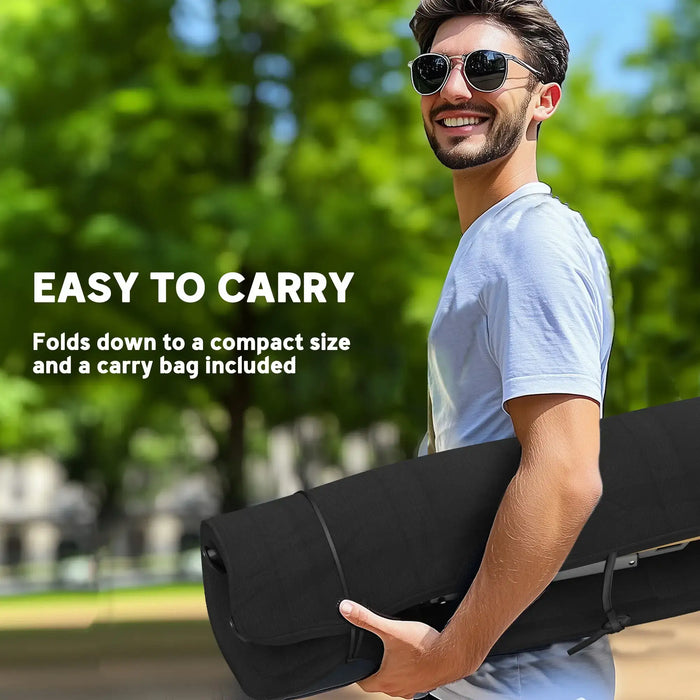 Portable Camping Chair with Padded Seat and Carry Bag in Black - Little and Giant Explorers Outsunny