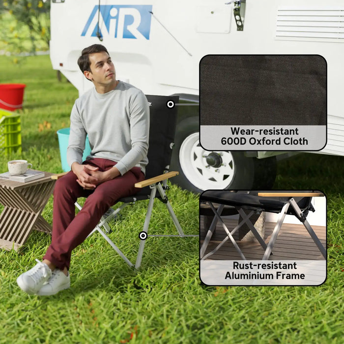 Portable Camping Chair with Padded Seat and Carry Bag in Black - Little and Giant Explorers Outsunny