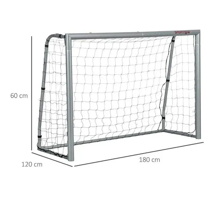 Portable football goal net with heavy-duty metal frame, 180x120x60 cm, on white background