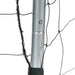 Close-up of metal frame and black net on portable football goal