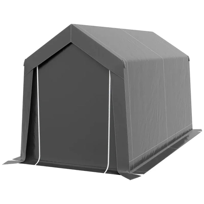 Portable Outdoor Shed with Window in Dark Grey (3.6 x 2.1m) - Little and Giant Explorers Outsunny