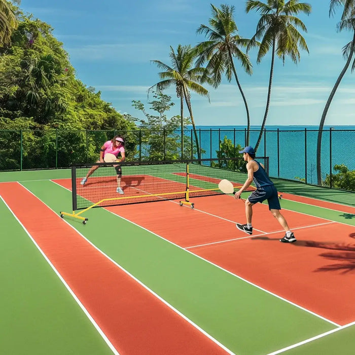 Complete Portable Pickleball Set with Net and Paddles - Little and Giant Explorers Costway