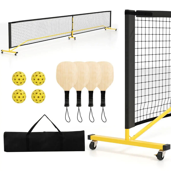 Complete Portable Pickleball Set with Net and Paddles - Little and Giant Explorers Costway