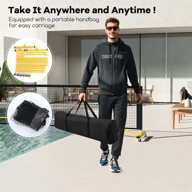 Complete Portable Pickleball Set with Net and Paddles - Little and Giant Explorers Costway