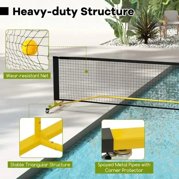Complete Portable Pickleball Set with Net and Paddles - Little and Giant Explorers Costway