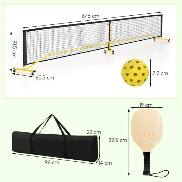 Complete Portable Pickleball Set with Net and Paddles - Little and Giant Explorers Costway