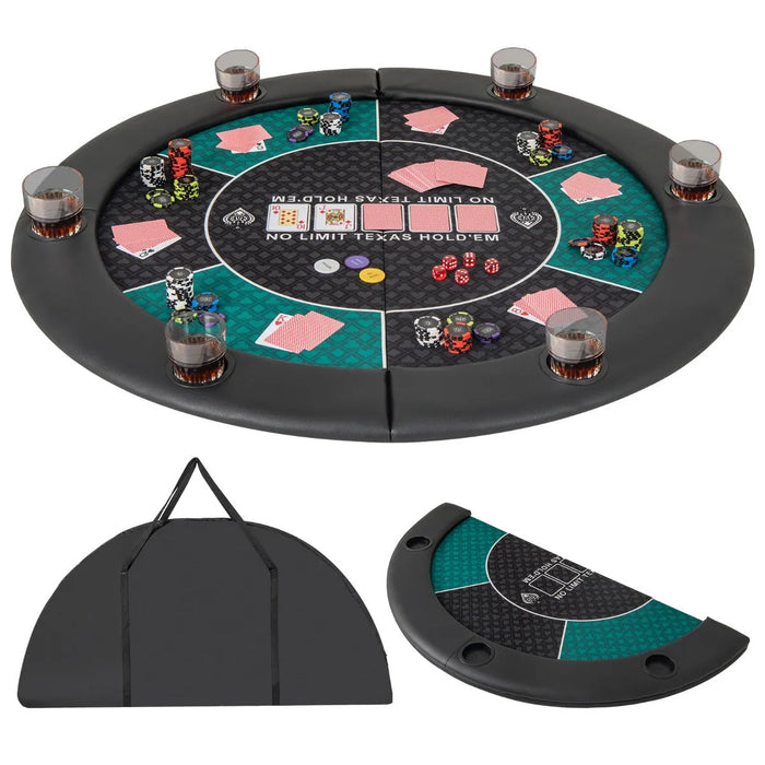 Portable Round Blackjack Board Mat with Carrying Bag - Little and Giant Explorers Costway