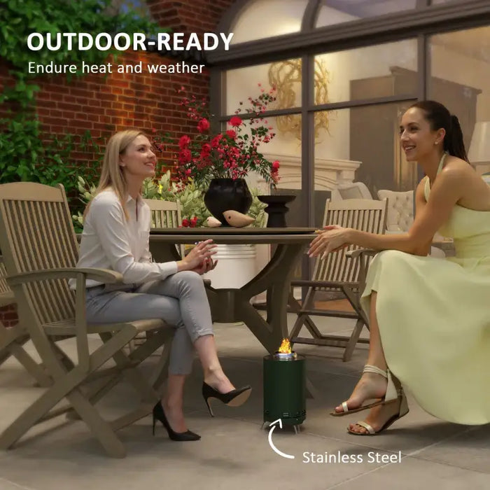 Portable Smokeless Fire Pit – Green Stainless Steel | Secondary Combustion OUTSUNNY - Little and Giant Explorers Outsunny