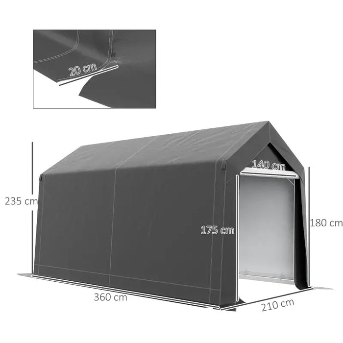 Portable Storage Shed Tent – Dark Grey | Zipped Door and Window Vent OUTSUNNY - Little and Giant Explorers Outsunny