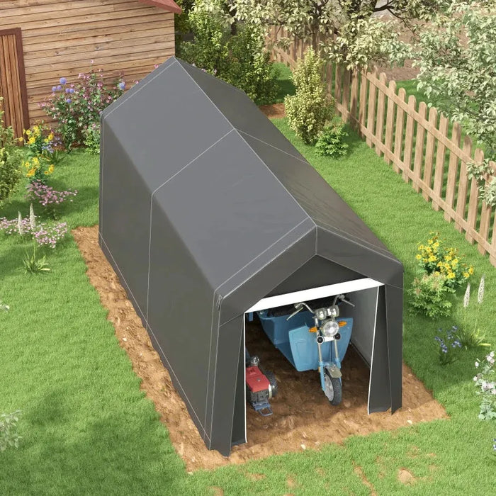 Portable Storage Shed Tent – Dark Grey | Zipped Door and Window Vent OUTSUNNY - Little and Giant Explorers Outsunny