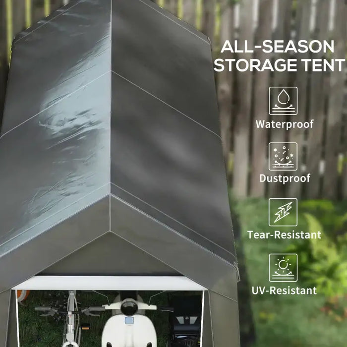 Portable Storage Shed Tent – Dark Grey | Zipped Door and Window Vent OUTSUNNY - Little and Giant Explorers Outsunny