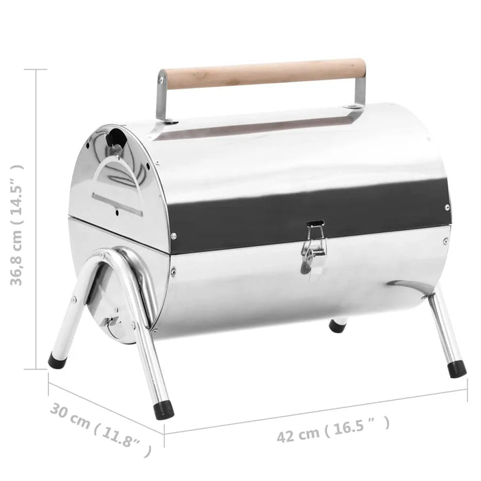 Portable Tabletop Charcoal BBQ Grill with Double Grids in Stainless Steel - Little and Giant Explorers vidaXL