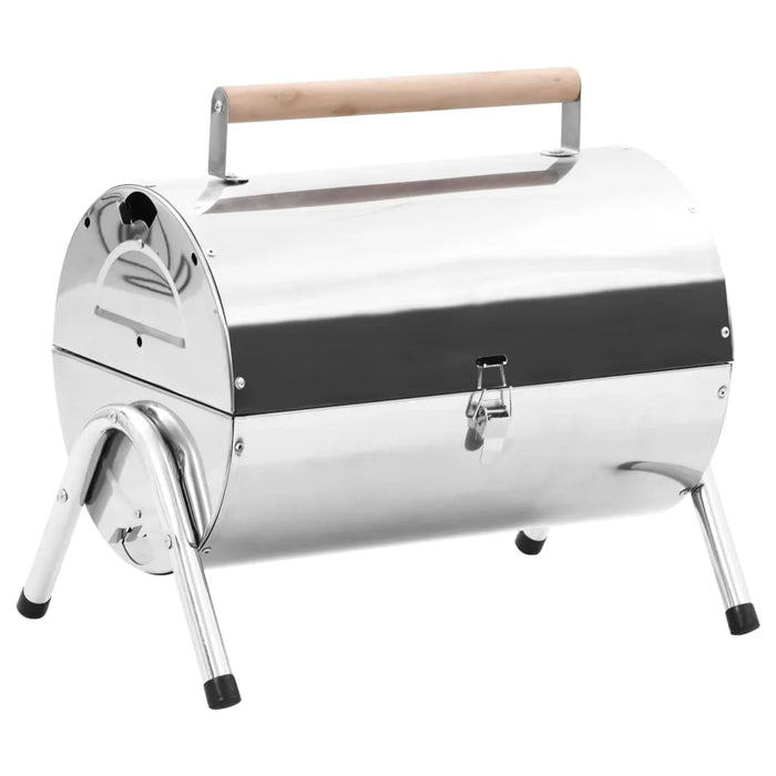 Portable Tabletop Charcoal BBQ Grill with Double Grids in Stainless Steel - Little and Giant Explorers vidaXL