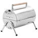 Portable Tabletop Charcoal BBQ Grill with Double Grids in Stainless Steel - Little and Giant Explorers vidaXL