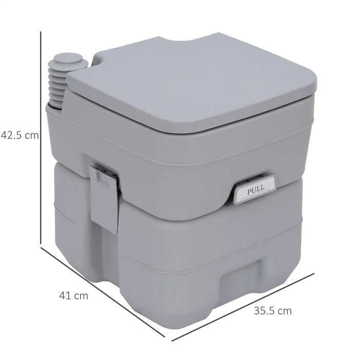 Portable Travel Mobile Toilet with 2 Detachable Tanks in Grey - Little and Giant Explorers Outsunny