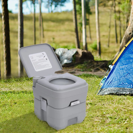 Portable Travel Mobile Toilet with 2 Detachable Tanks in Grey - Little and Giant Explorers Outsunny