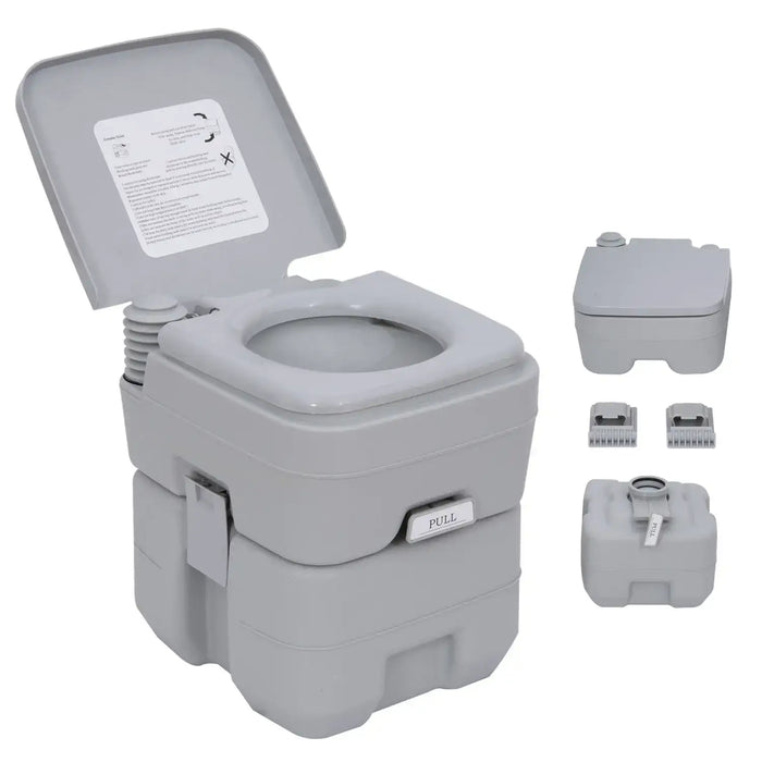 Portable Travel Mobile Toilet with 2 Detachable Tanks in Grey - Little and Giant Explorers Outsunny