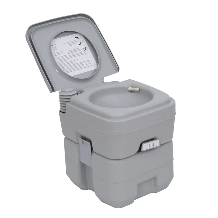Portable Travel Mobile Toilet with 2 Detachable Tanks in Grey - Little and Giant Explorers Outsunny