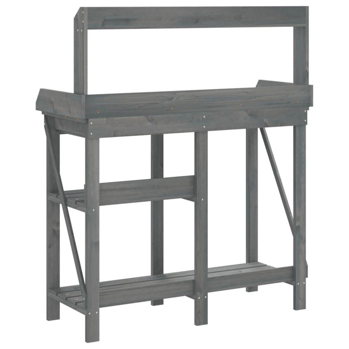 Potting Bench with Shelves in Grey and Solid Wood Fir - Little and Giant Explorers vidaXL