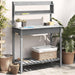 Potting Table with Sink in Grey and Solid Wood Fir - Little and Giant Explorers vidaXL