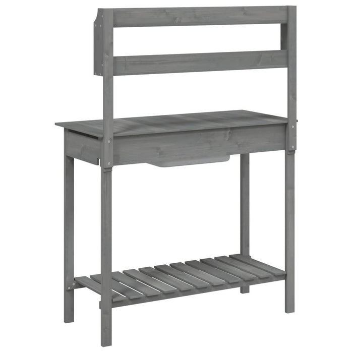 Potting Table with Sink in Grey and Solid Wood Fir - Little and Giant Explorers vidaXL