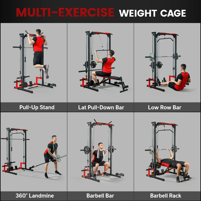 Power Rack with Pulley System | All-in-One Cable Crossover Machine SPORTNOW - Little and Giant Explorers