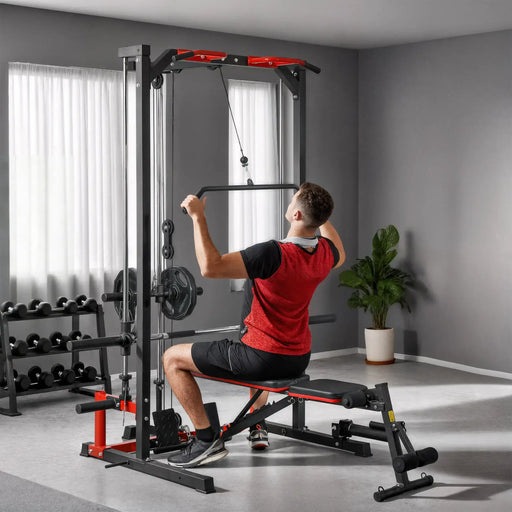 Power Rack with Pulley System | All-in-One Cable Crossover Machine SPORTNOW - Little and Giant Explorers
