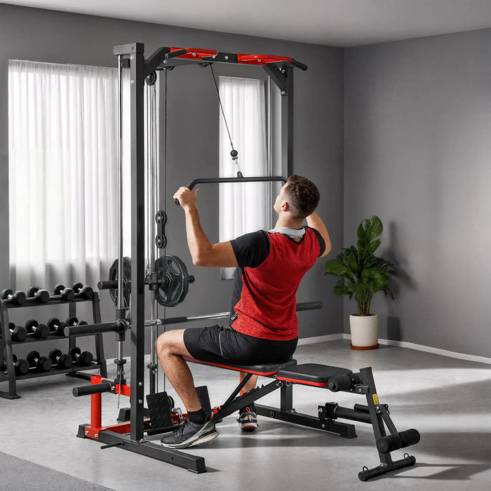 Power Rack with Pulley System | All-in-One Cable Crossover Machine SPORTNOW - Little and Giant Explorers