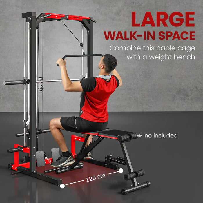 Power Rack with Pulley System | All-in-One Cable Crossover Machine SPORTNOW - Little and Giant Explorers