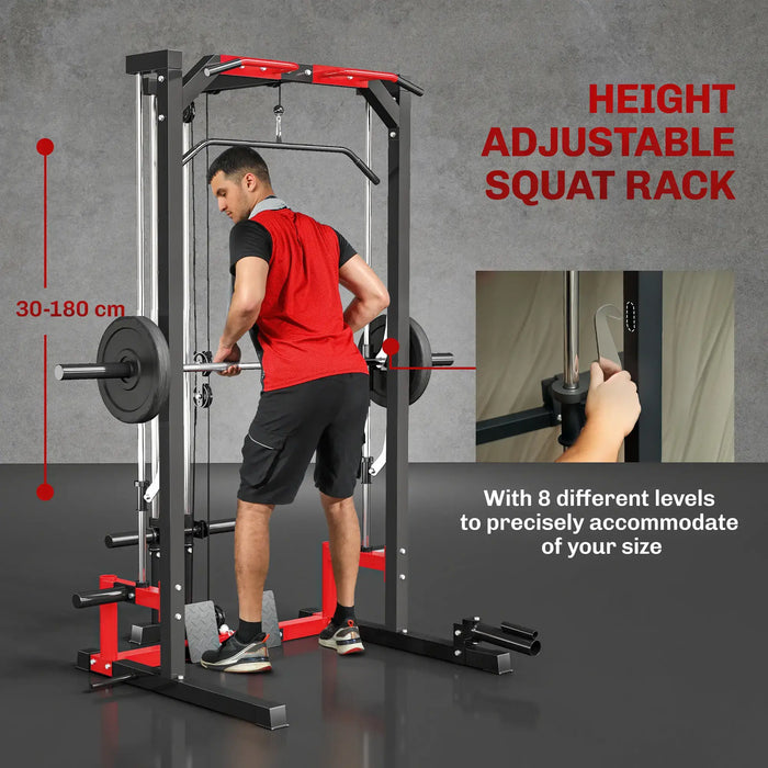 Power Rack with Pulley System | All-in-One Cable Crossover Machine SPORTNOW - Little and Giant Explorers