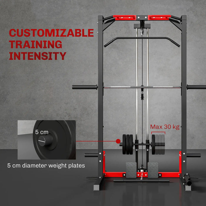 Power Rack with Pulley System | All-in-One Cable Crossover Machine SPORTNOW - Little and Giant Explorers