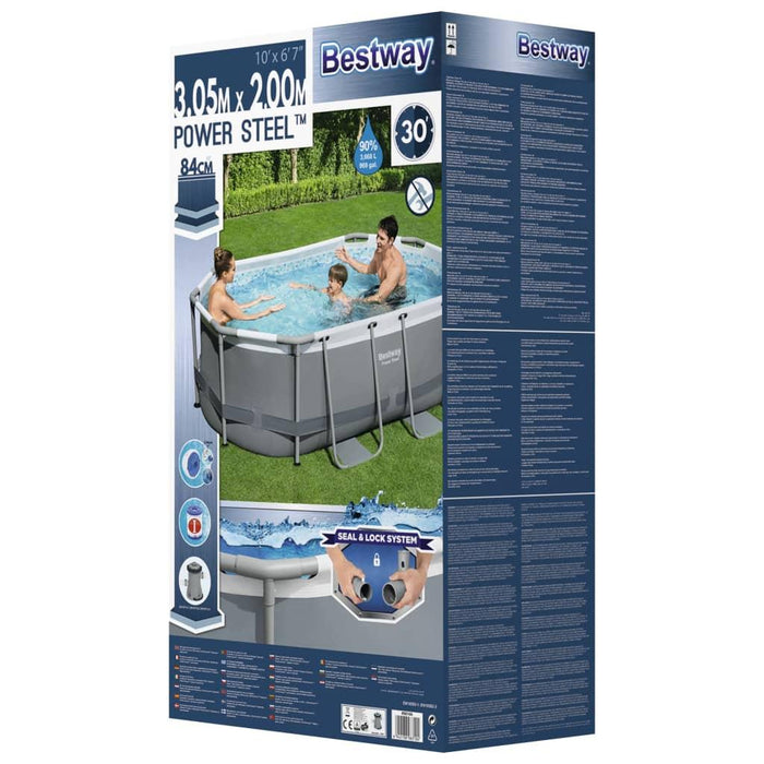 Power Steel Above Ground Pool Oval (305 x 200 x 84cm) - Little and Giant Explorers Bestway