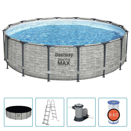 Power Steel Round Swimming Pool (488 x 122cm) - Little and Giant Explorers Bestway