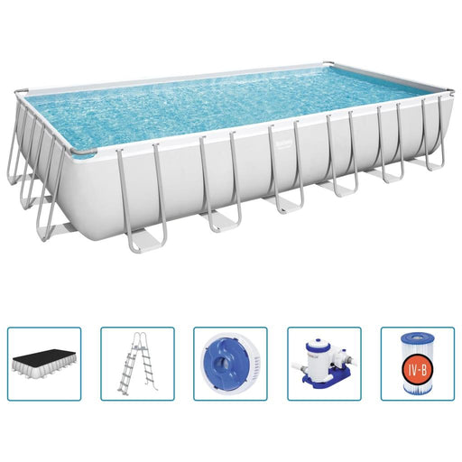 Power Steel Swimming Pool Set - Rectangular (732 x 366 x 132cm) - Little and Giant Explorers Bestway