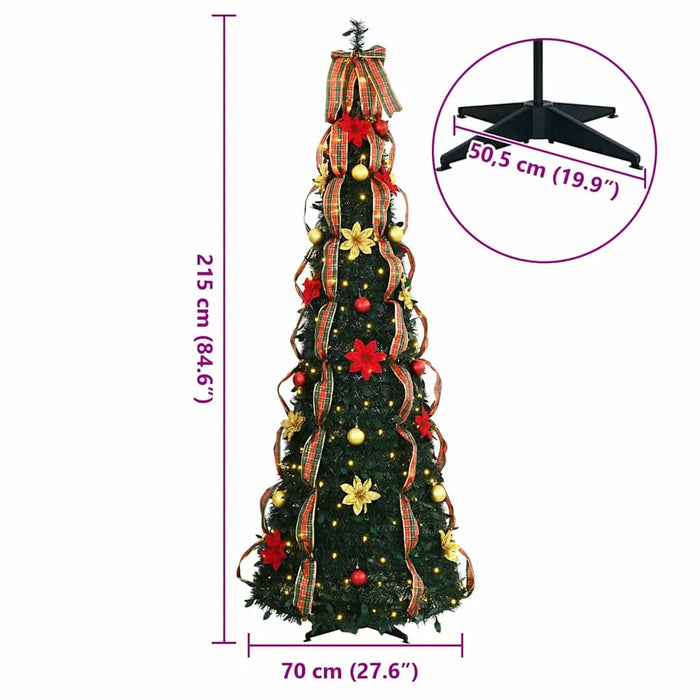 Pre-Lit Artificial Christmas Tree – 210cm Green Art Deco Style | 200 Warm White LEDs VIDAXL - Little and Giant Explorers vidaXL