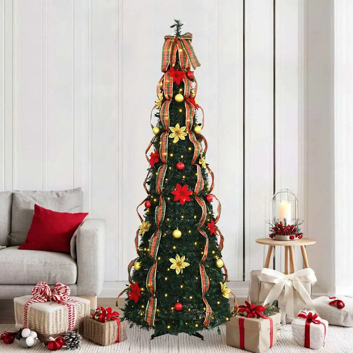 Pre-Lit Artificial Christmas Tree – 210cm Green Art Deco Style | 200 Warm White LEDs VIDAXL - Little and Giant Explorers vidaXL
