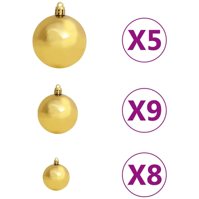 Pre-lit Artificial Half Christmas Tree with Gold Ball Set in Green 180 cm - Little and Giant Explorers vidaXL