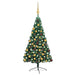 Pre-lit Artificial Half Christmas Tree with Gold Ball Set in Green 180 cm - Little and Giant Explorers vidaXL