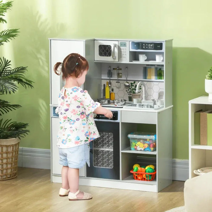 Pretend Play Kids Toy Kitchen with Sounds, Lights and Running Water - Little and Giant Explorers AIYAPLAY