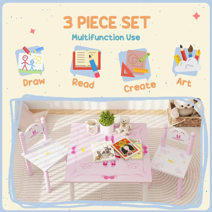 Princess Design Kids Table and Chairs Set for Activity Art - Little and Giant Explorers AIYAPLAY