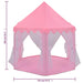 Pink princess-themed play tent with mesh curtains, 140 cm tall, 133 cm wide