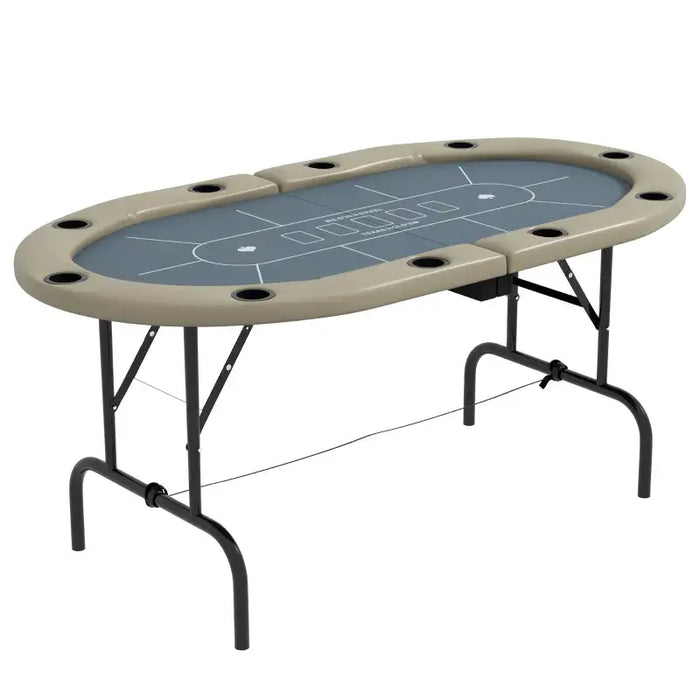 Professional Folding Poker Table for 8 Players | 10 Cup Holders - Portable Design SPORTNOW - Little and Giant Explorers SPORTNOW