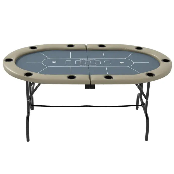 Professional Folding Poker Table for 8 Players | 10 Cup Holders - Portable Design SPORTNOW - Little and Giant Explorers SPORTNOW