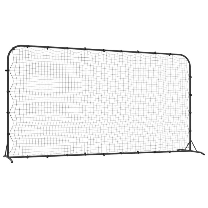 Large professional football rebounder net with black frame, spring-loaded for training