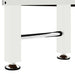 White foosball table legs with adjustable foot caps and metal support bar